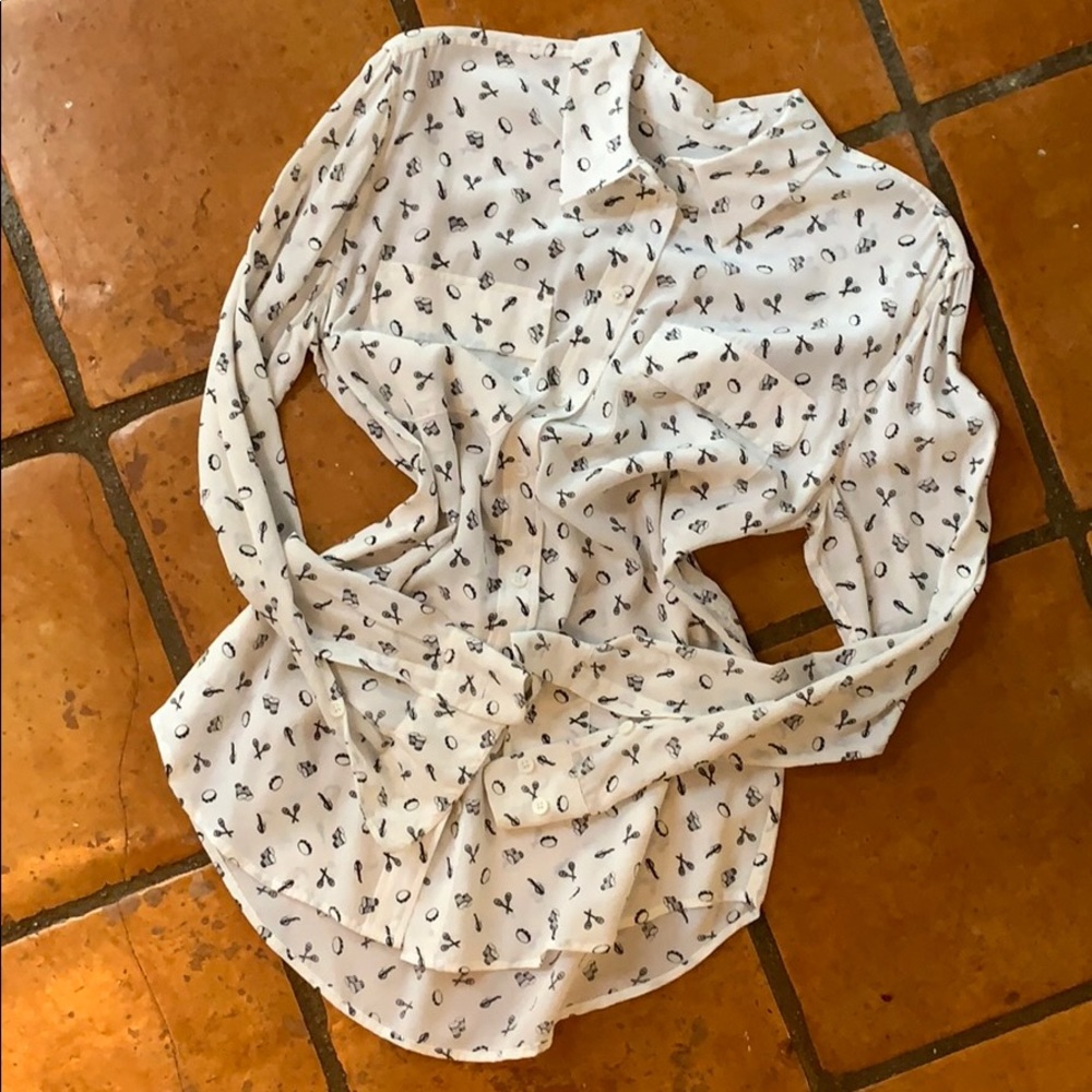 EQUIPMENT PERCUSSION PRINT SILK SHIRT